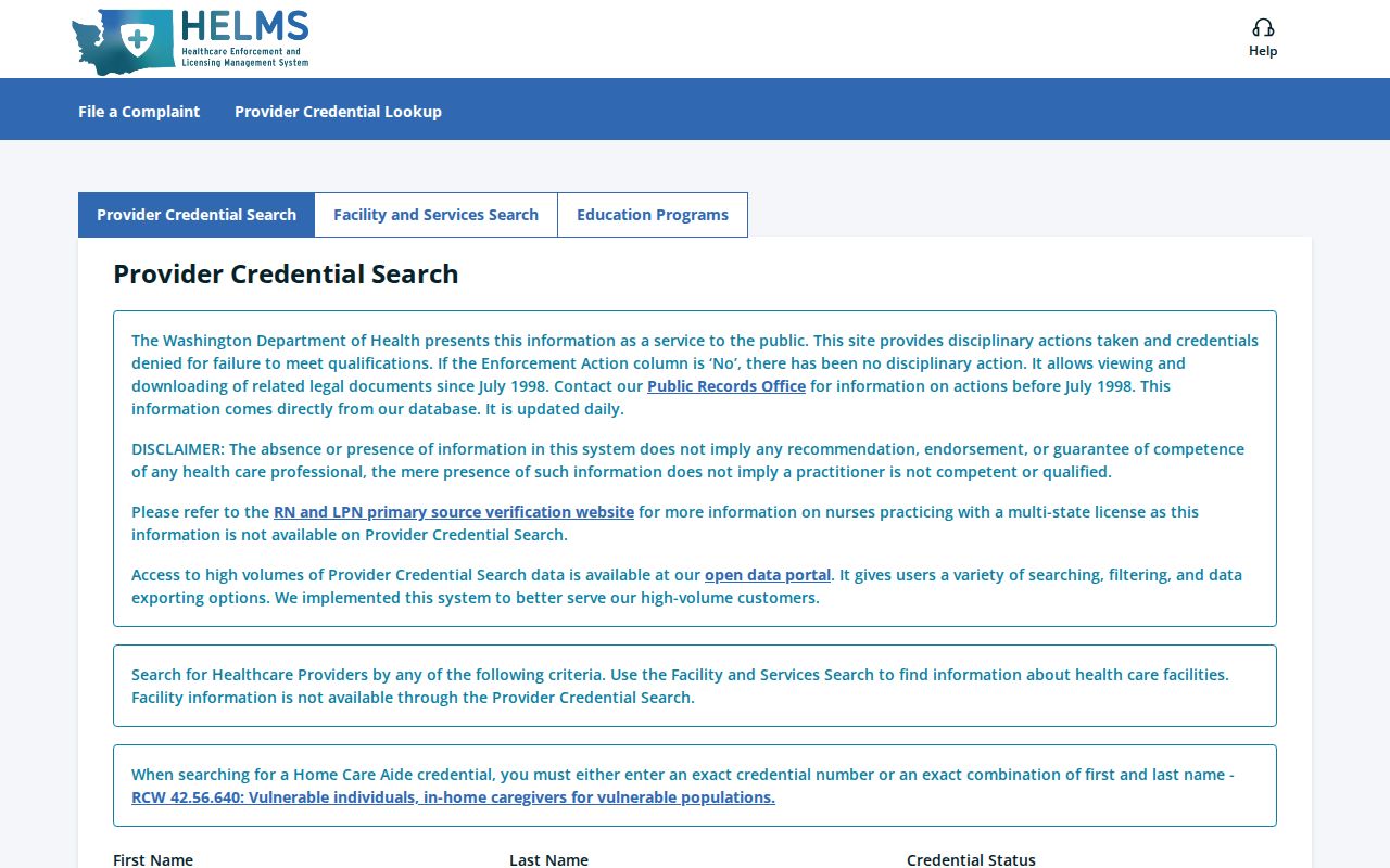 Silverdale people directories search for Washington health credentials