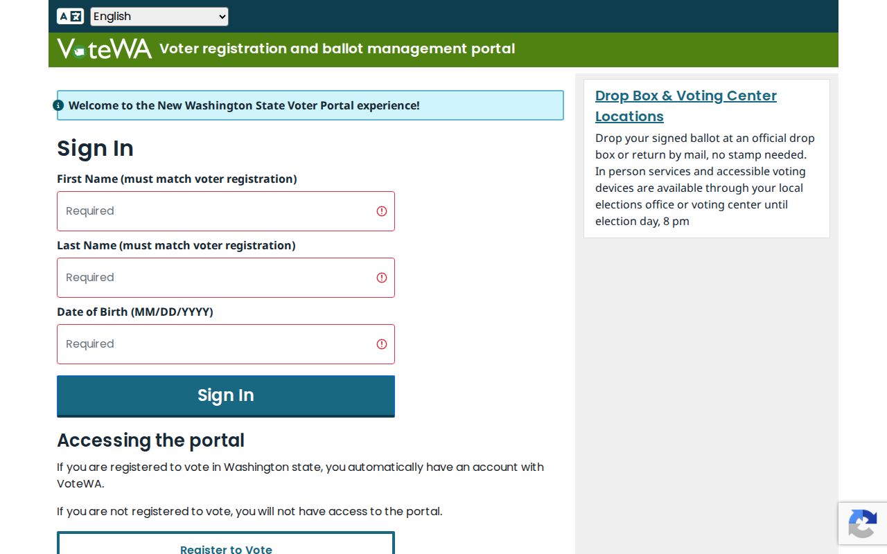 Silverdale voter registration lookup on VoteWA